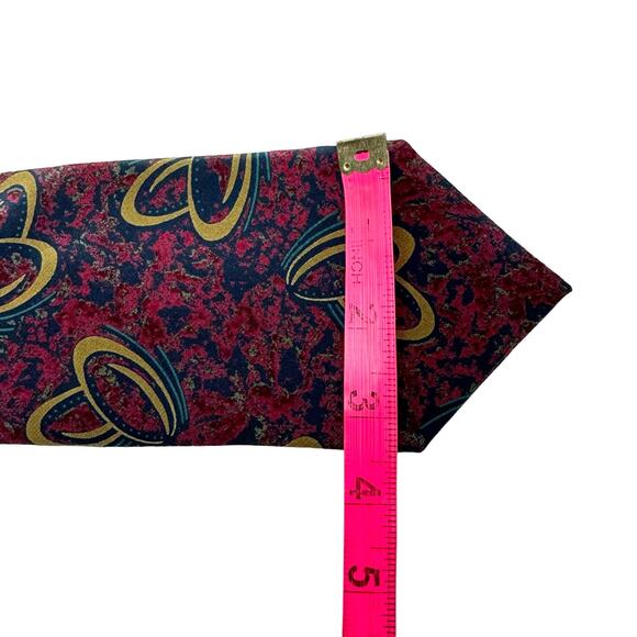 Enrico Guccini 90s 80s Vintage 100% Silk Maroon & Olive Green Men's Neck Tie - Picture 6 of 6
